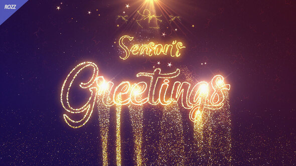 Seasons Greetings Line Gold Logo Stings template preview