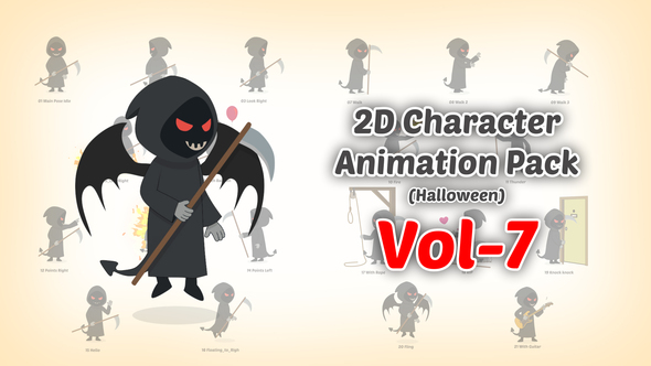 2D character Animation Pack Vol 7 (Halloween) Elements template preview