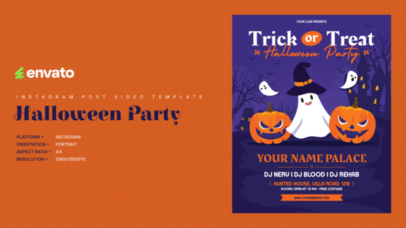 Halloween Instagram Post Portrait – Creative After Effects Video Template Product Promo template preview