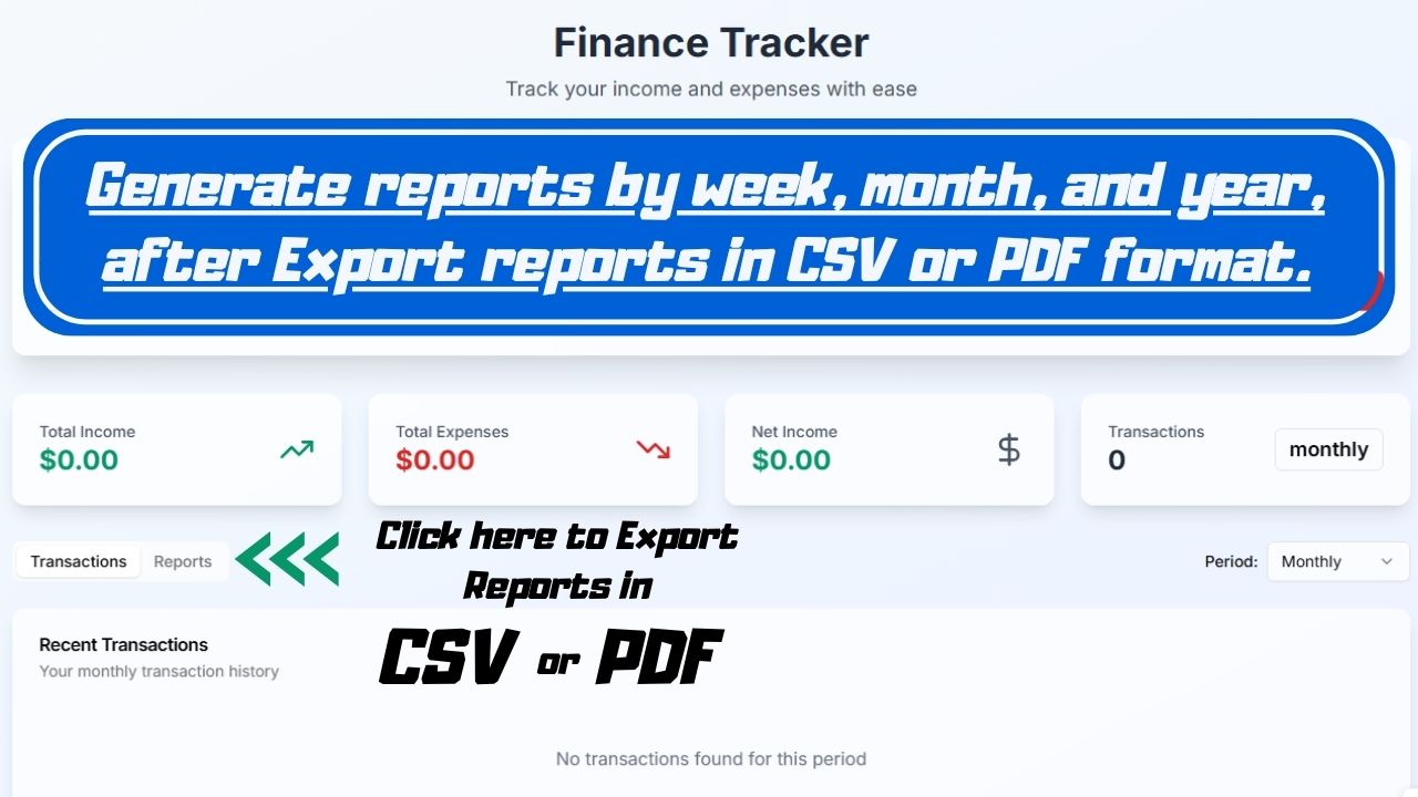 FinanceTracker - Income & Expense Management with Reports (CSV & PDF ...