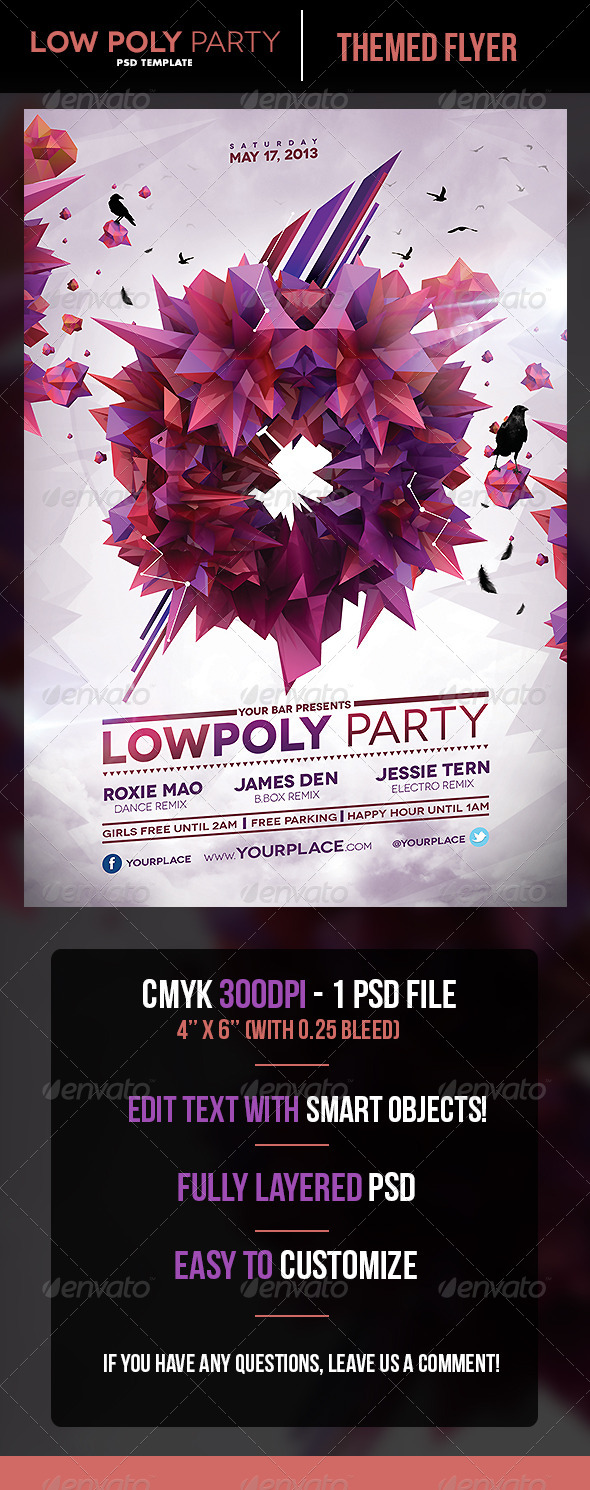 LowPoly Party Flyer Template - Flyers Print Templates