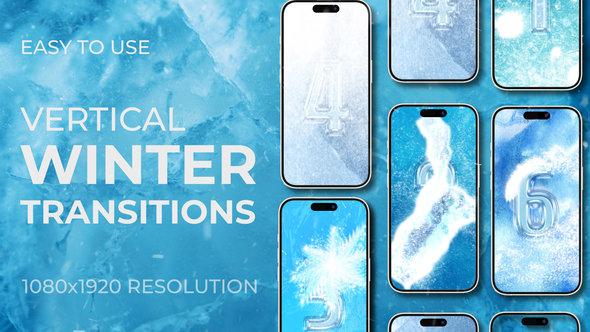 Ice Frost Snowflakes Christmas Vertical Transitions Elements template preview