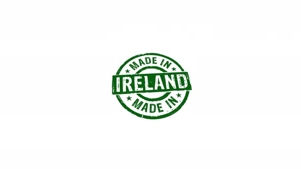 Made in Ireland stamp and stamping isolated animation alt