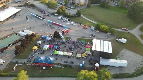 festival in downtown La Crosse, Wisconsin, in autumn. Nearby hotel with green space.