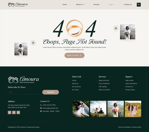 Amoura - Modern Wedding Organizer Elementor Template Kit