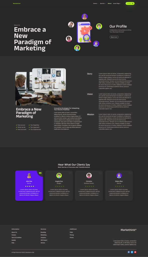 Markethink - Dark Mode Digital Marketing Agency Elementor Template Kit