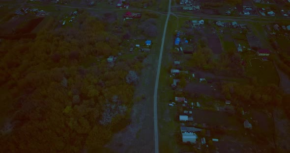 Small Village or Private Residential Areaview From Air in Dusk in Gloomy Weather  Prores