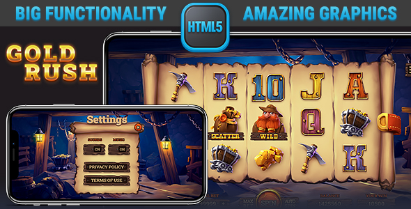 HTML Responsive Slot • Gold Rush Casino Game