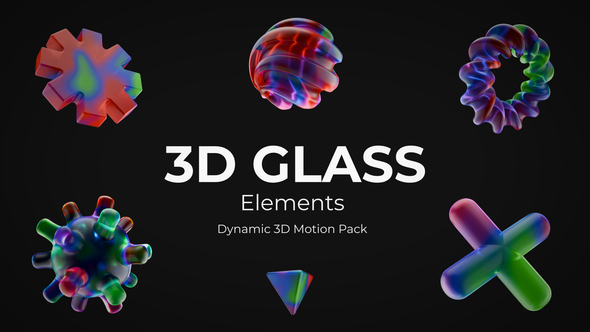 3D Glass Colorful Elements – Vibrant Transparent Shapes Pack Elements template preview