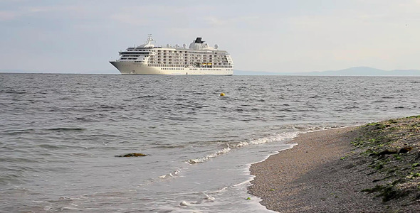 Passenger Ship Near To The Beach