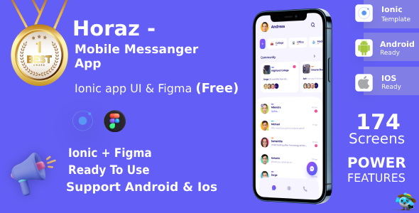 Fun Mobile Messenger App | UI Kit | Ionic | Figma FREE | Life Time Update | Horaz