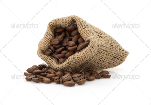 coffee beans on white background - Stock Photo - Images