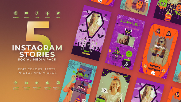 Halloween Vervical Intro Video Displays template preview