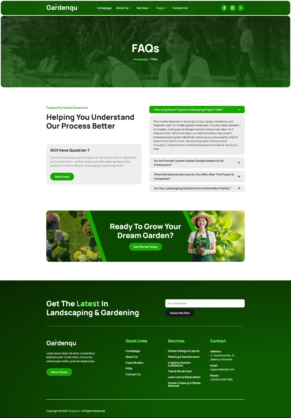 Gardenqu - Landscape & Gardening Elementor Template Kit by Widagdos