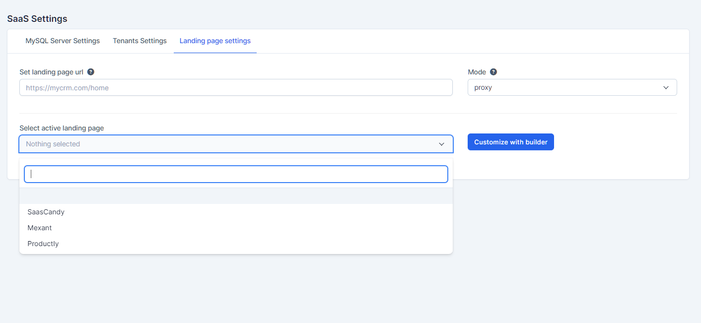 Landing Page Settings