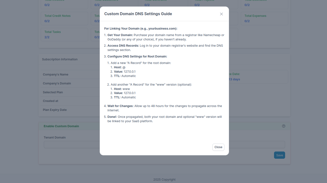 Custom Domain DNS Settings Guide