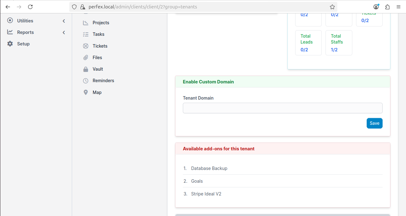 Available add-ons for a specific tenant