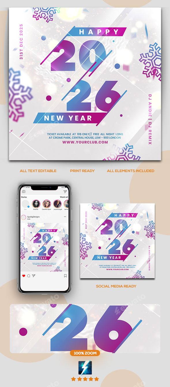2026 New Year Flyer Template