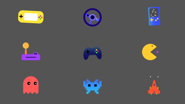 Retro Gaming Icons for After Effects Elements template preview