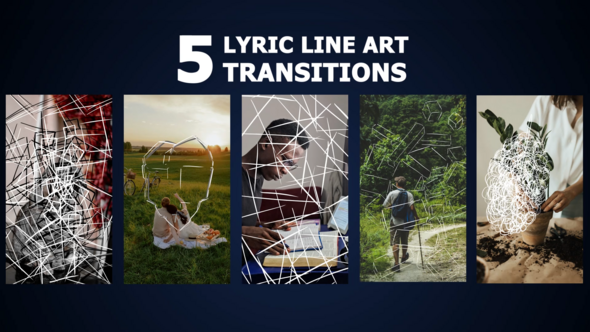 Lyric Line Art Transitions for After Effects Elements template preview