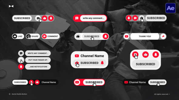 Social Media Buttons  AE Logo Stings template preview