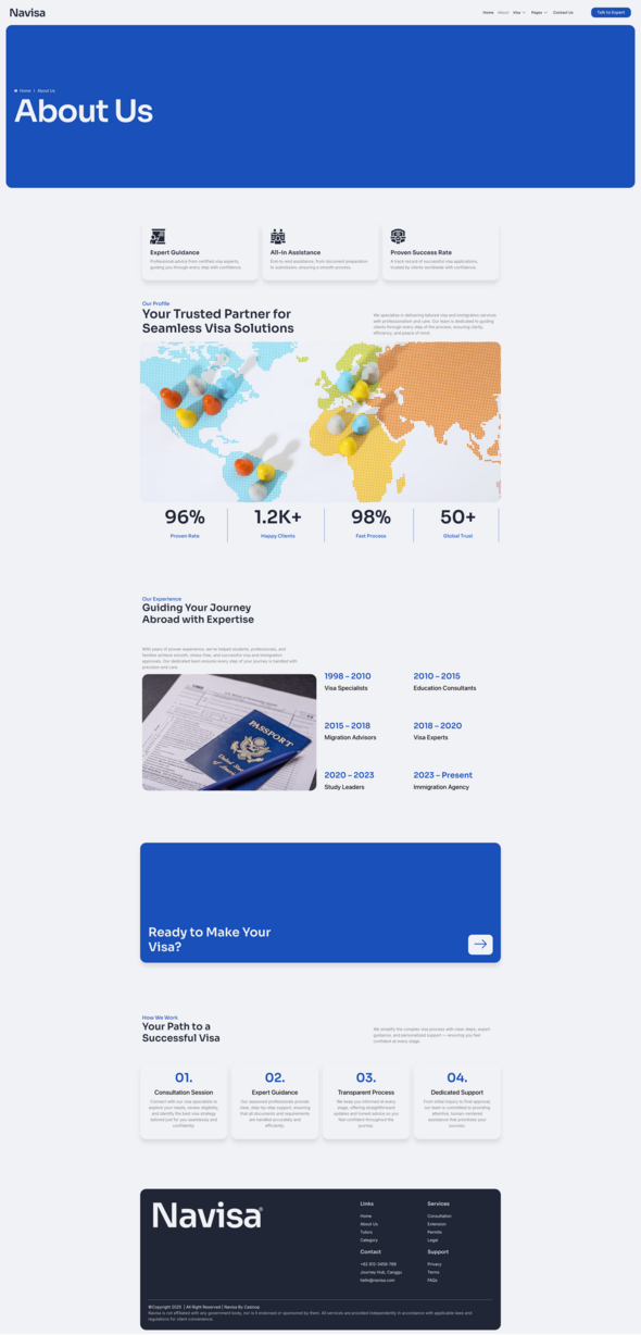 Navisa - Clean Modern Visa Agency Elementor Template Kit
