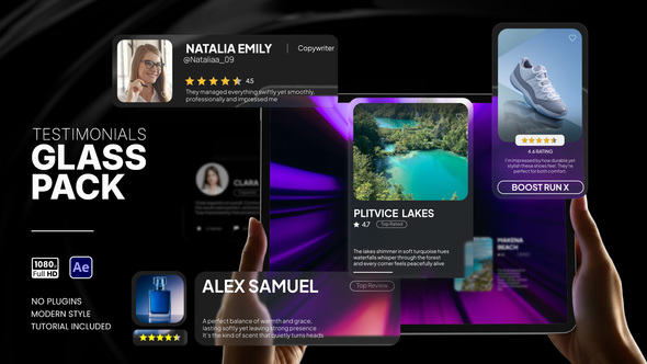 Testimonials Glass Elements template preview