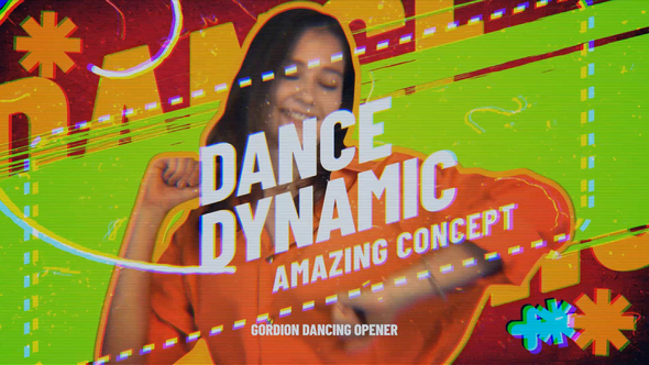 Vibrant Glitch Dance Opener | Dynamic Music Promo Video Displays template preview