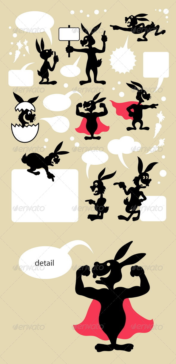 Rabbit Cartoon Symbols - Animals Characters