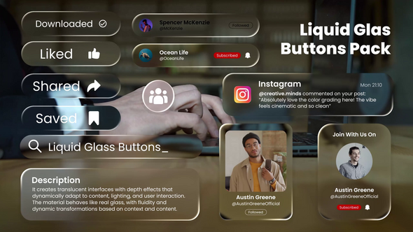 Liquid Glass UI Elements Elements template preview
