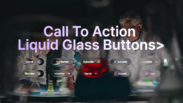 Call To Action Liquid Glass Buttons Logo Stings template preview