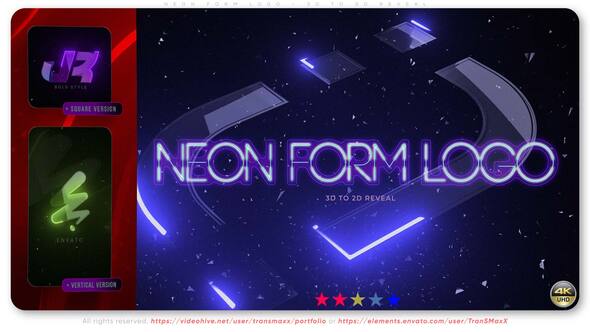 Neon Form Logo – 3D to 2D Reveal Logo Stings template preview