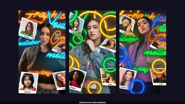 Neon Photo Memories Stories Openers template preview