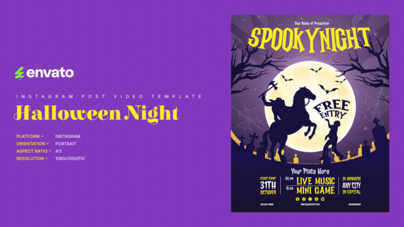 Halloween Instagram Post Portrait – Creative After Effects Video Template Product Promo template preview