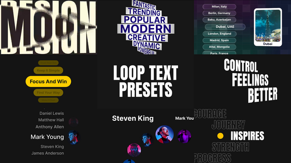 Looping List Text Animations Titles template preview
