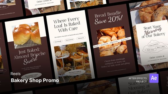 Reels - Bakery Shop Promo After Effects Project Files Product Promo template preview