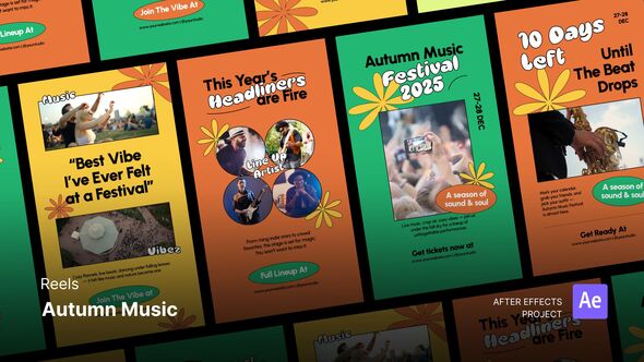 Reels - Autumn Music After Effects Project Files Product Promo template preview