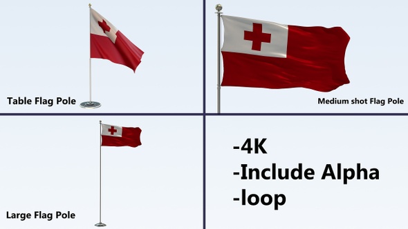 Tonga Flag Pole Pack 4k-Loop alt
