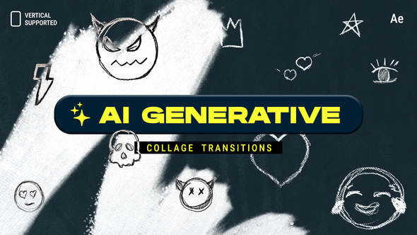 AI Generative Collage Transitions | Vertical | After Effects Elements template preview