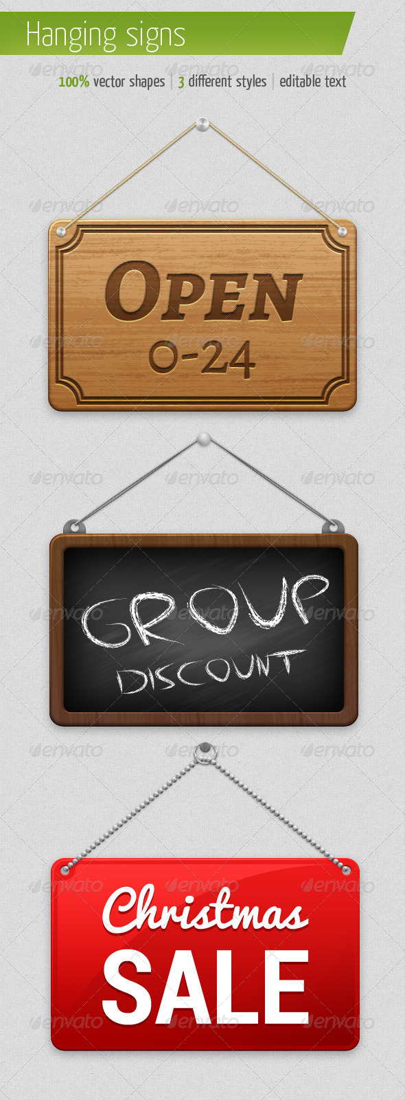 3 Different Hanging Signs - Illustrations Graphics