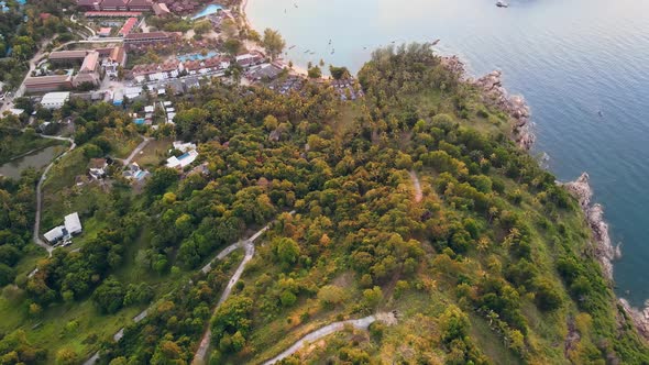 Aerial Drone Sunset View Small Koh Ma Island, Ko Phangan Thailand alt