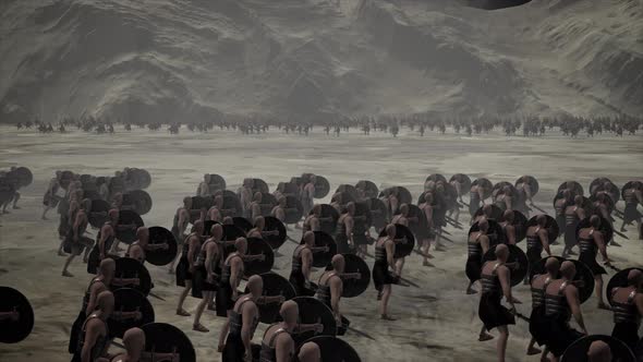 Two Big Ancient Armies Facing Each Other In A Battlefield alt