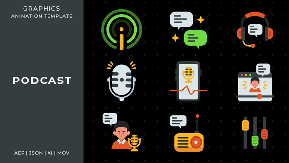 Podcast graphic animation template | After Effects Elements template preview