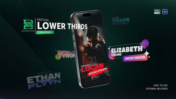 Vertical Lower Thirds Elements template preview