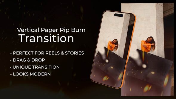 Vertical Paper Rip Transition Elements template preview