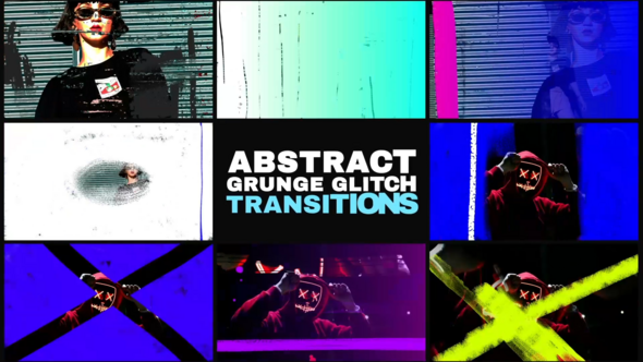 Abstract Grunge Glitch Seamless Transitions for After Effects Elements template preview