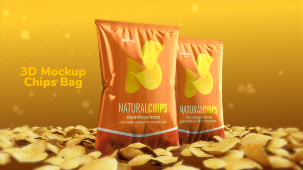 3D Mockup Potato Chips Bag Product Promo template preview