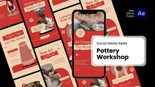 Social Media Reels - Pottery Workshop After Effects Project Files Product Promo template preview