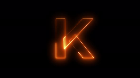 Neon animation seamless Letter K . 4K video background.