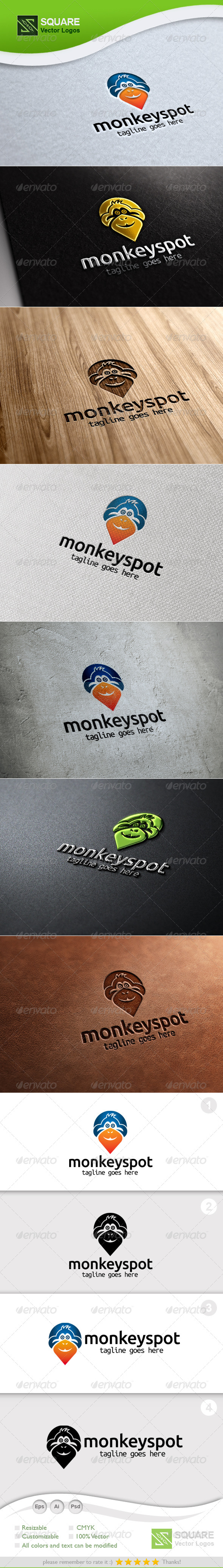 Monkey, Locator Vector Logo Template - Animals Logo Templates